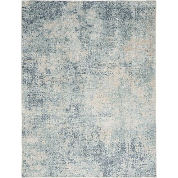 Nourison Astra Machine Washable Abstract Blue Ivory 7'10" x 10' Area Rug (8x10)