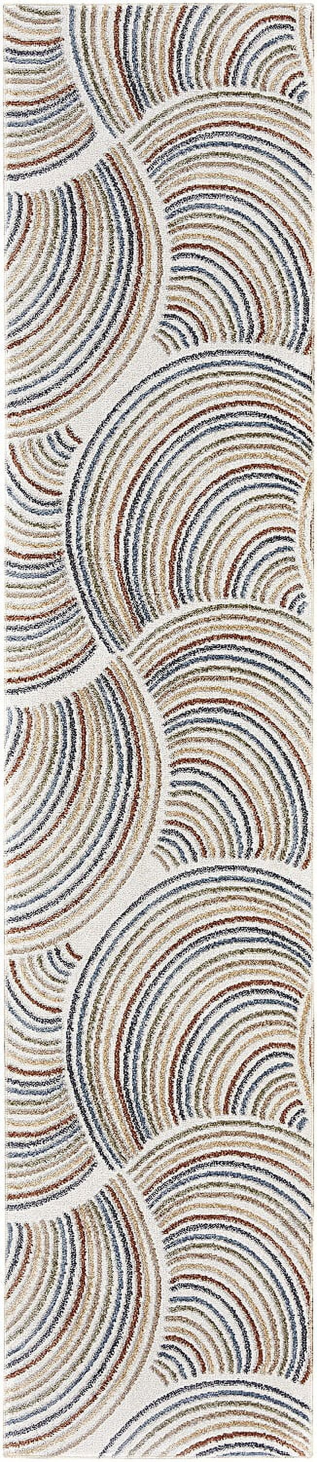 Astra Abstract Multicolor 2'2" x 10' Runner Wool-Synthetic Blend Rug
