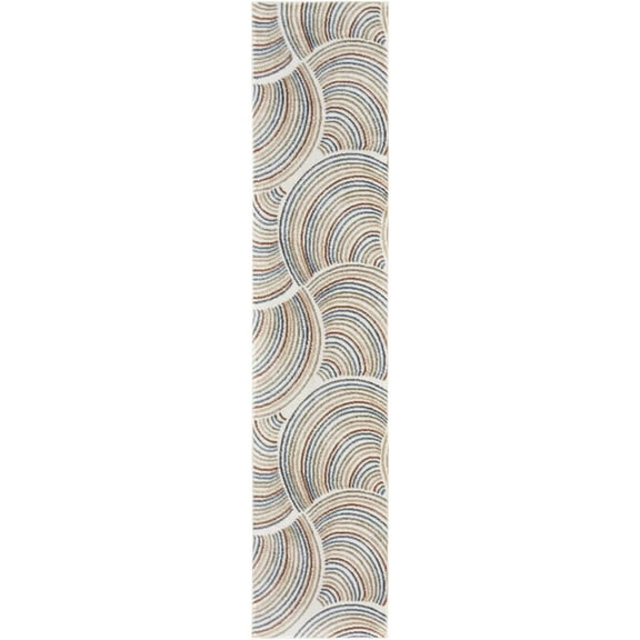 Nourison Astra Machine Washable Abstract Ivory/Multi 2'2" x 12' Kids Area Rug (2x12)