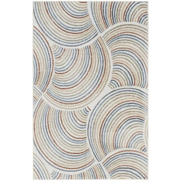 Nourison Astra Machine Washable Abstract Ivory/Multi 4' x 6' Kids Area Rug (4x6)