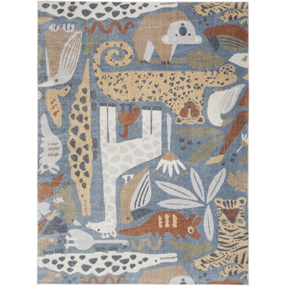 Nourison Astra Machine Washable 6'7" x 9' Multicolor Kids Indoor Rug