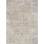 Nourison Astra Machine Washable 5'3" x 7' Beige Vintage Indoor Flatweave Rug