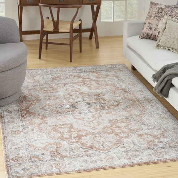Nourison Astra Machine Washable Bohemian Gold/Multicolor 5'3" x 7' Area Rug, (5x7)