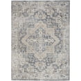 thumbnail image 1 of Nourison Astra Machine Washable 5'3" x 7' Grey Blue Vintage Indoor Flatweave Rug, 1 of 10