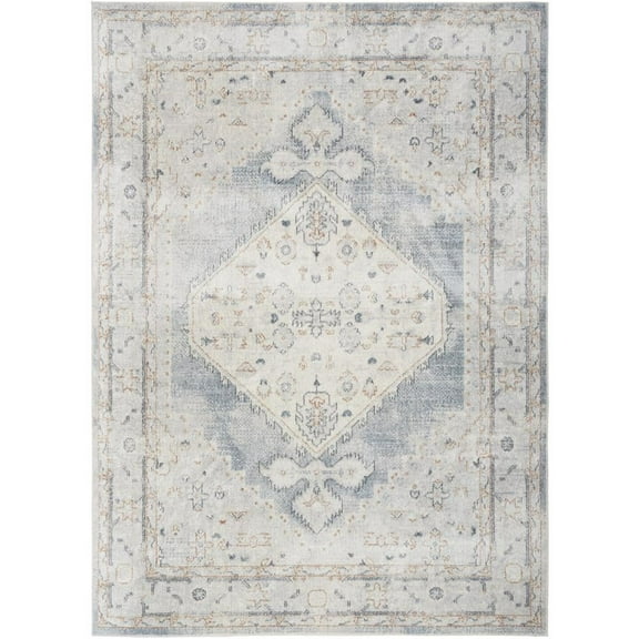 Nourison Astra Machine Washable Vintage Persian Indoor Rug Light Blue 5'3" x 7'