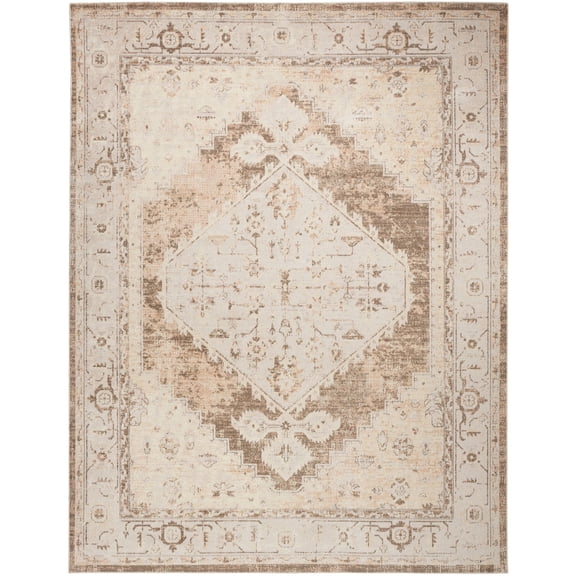 Nourison Astra Machine Washable 7'10" x 10' Beige Vintage Indoor Flatweave Rug