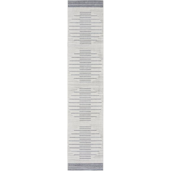Nourison Astra Machine Washable Geometric Ivory Blue 2'2" x 10' Area Rug (2x10)