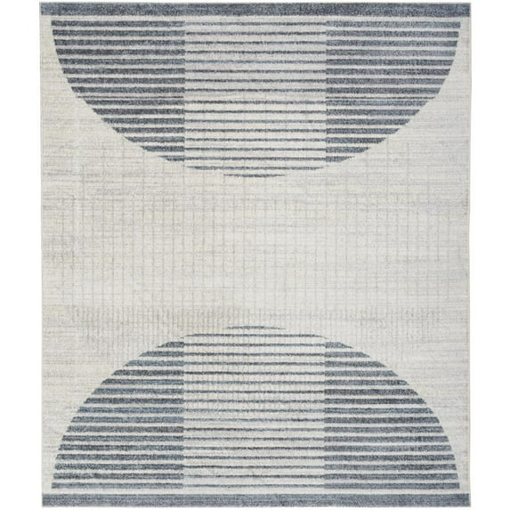 Nourison Astra Machine Washable Geometric Ivory Blue 9' x 12' Area Rug (9x12)