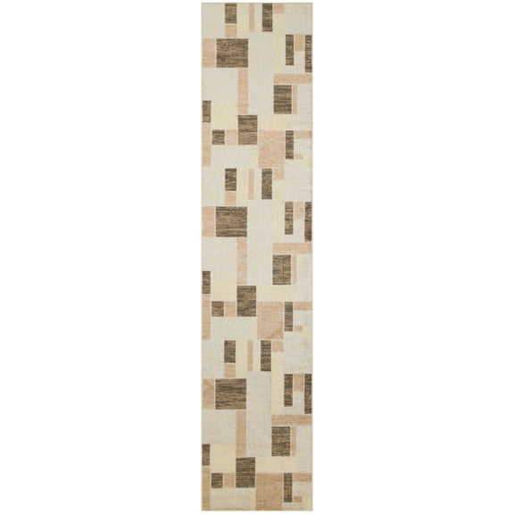 Nourison Astra Machine Washable Mid-Century Modern Beige Multicolor 2'2" x 8' Area Rug (2x8)