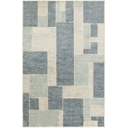 Nourison Astra Machine Washable Mid-Century Modern Blue Ivory 2'2" x 4' Area Rug (2x4)