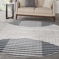 thumbnail image 1 of Nourison Astra Machine Washable Mid-Century Modern Ivory Blue 7'10" x Round Area Rug (8 Round), 1 of 9