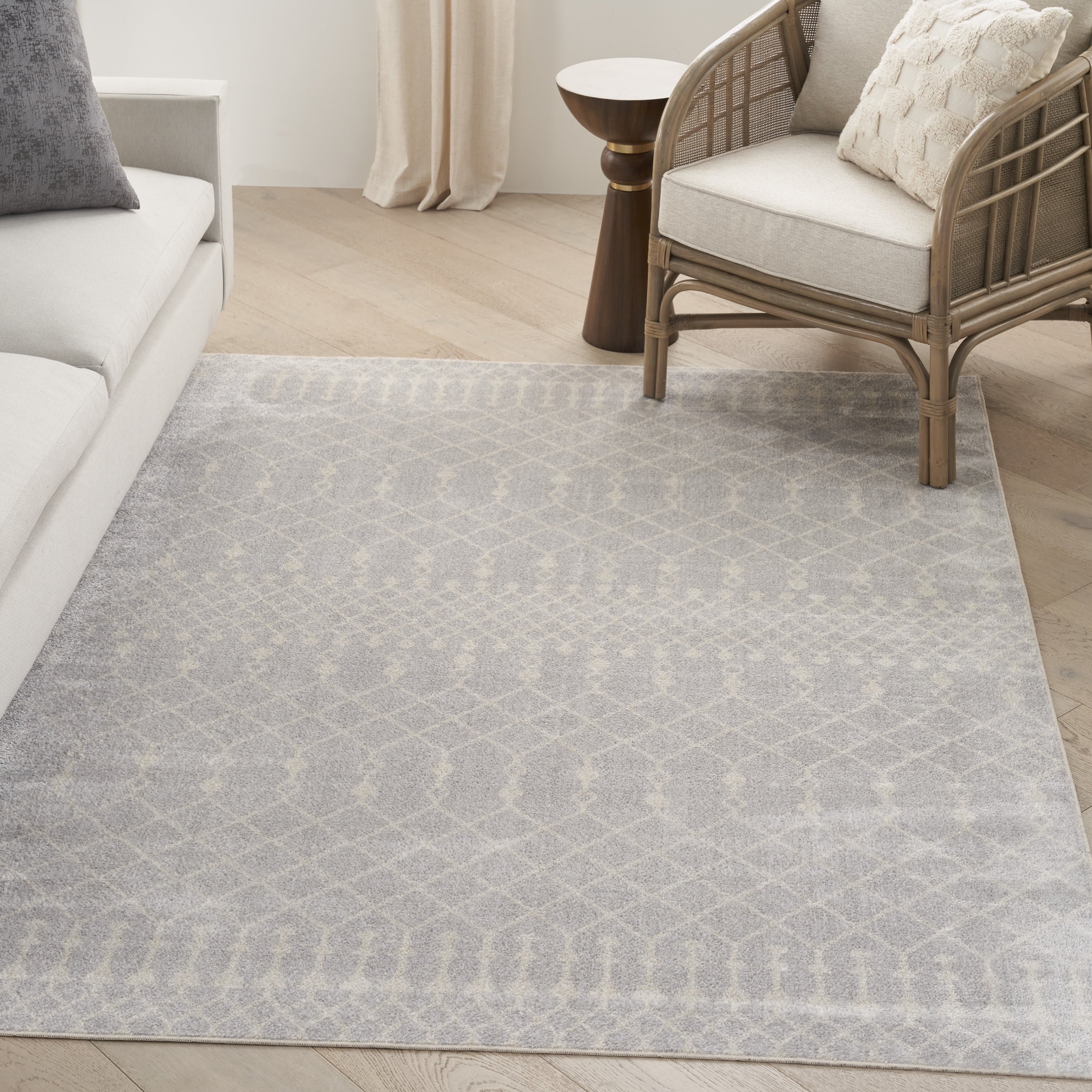 Nourison Astra Machine Washable Moroccan Grey 6'7" x 9' Area Rug (7x9)