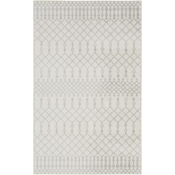 Nourison Astra Machine Washable Moroccan Ivory 3'3" x 5' Area Rug (3x5)