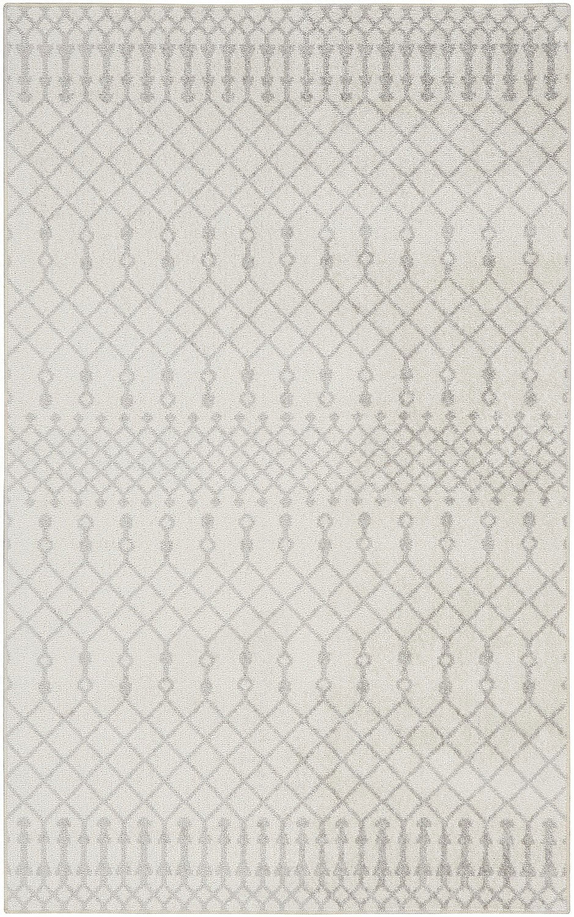 Astra Ivory Trellis 4' Round Synthetic Easy-Care Area Rug