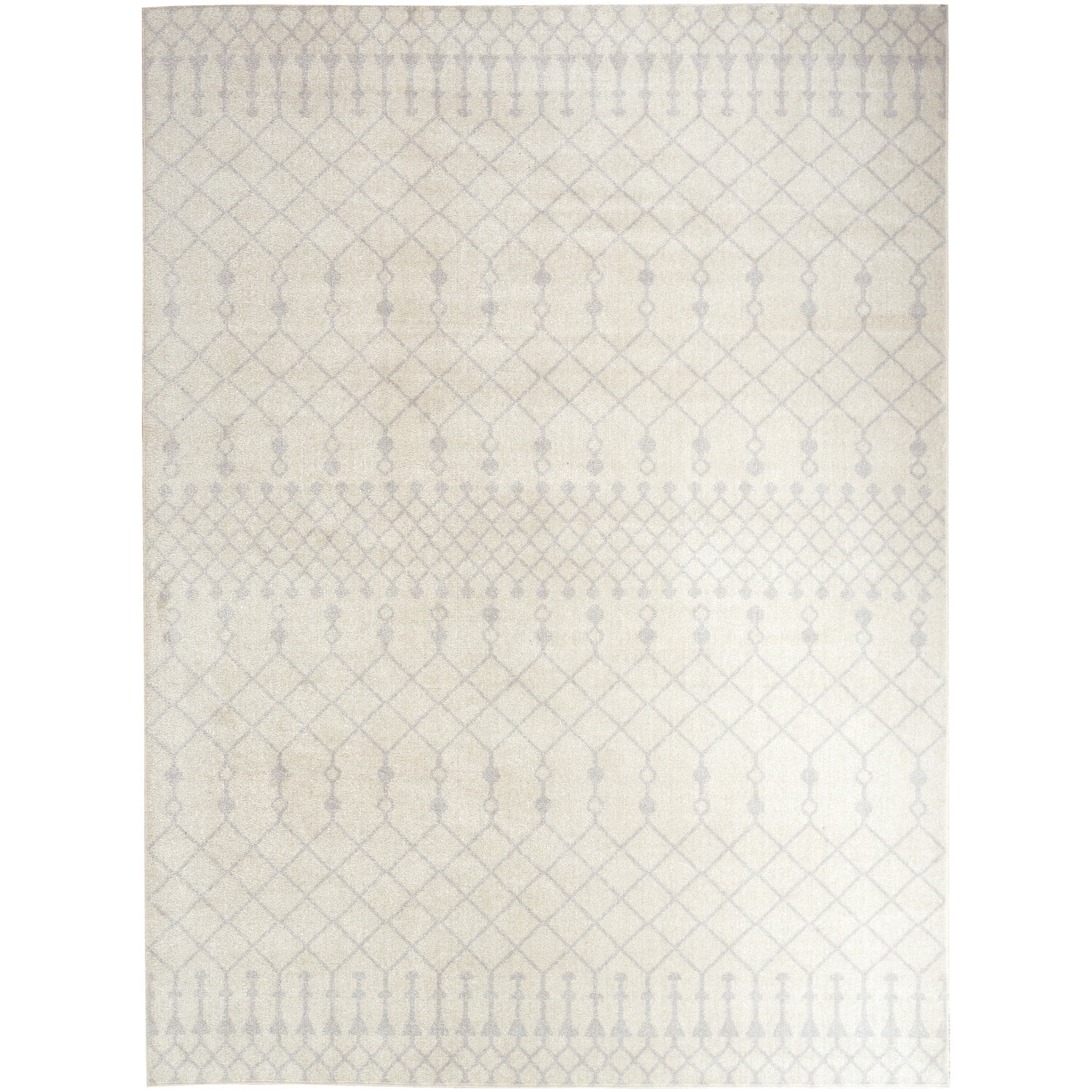 Ivory and Gray Moroccan Trellis Washable Area Rug 6'7" x 9'
