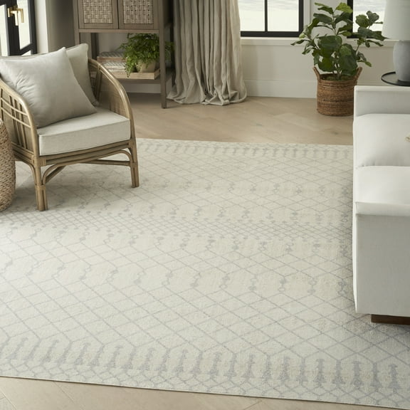 Nourison Astra Machine Washable Moroccan Ivory 9' x 12' Area Rug (9x12)