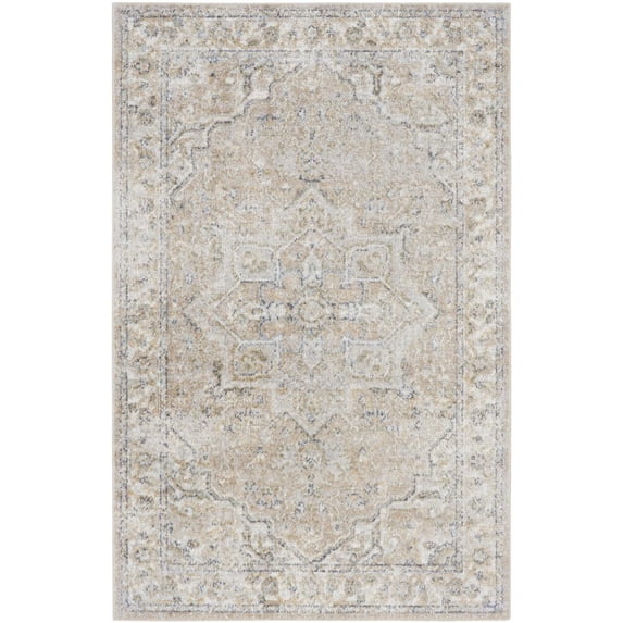 Nourison Astra Machine Washable Persian Beige 3'3" x 5' Area Rug (3x5)