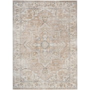Nourison Astra Machine Washable 67" x 9 Beige Vintage Indoor Flatweave Rug