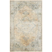 Nourison Astra Machine Washable 22" x 4 Beige Blue Vintage Indoor Flatweave Rug