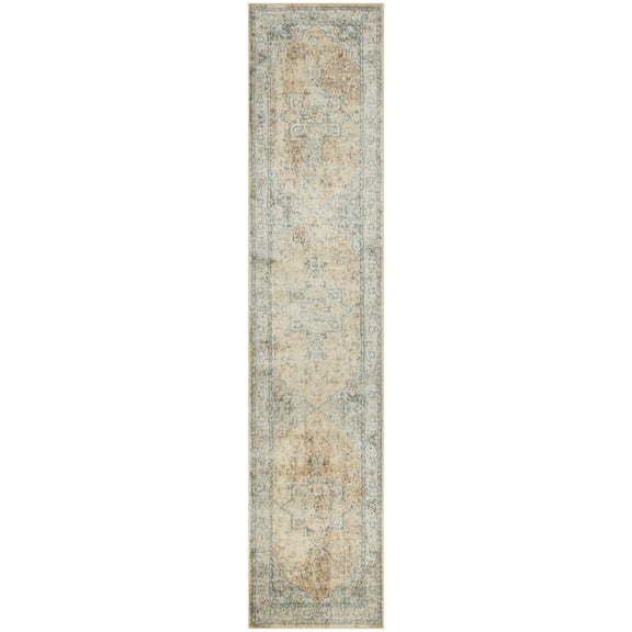 Nourison Astra Machine Washable Persian Beige Blue 2'2" x 8' Area Rug (2x8)