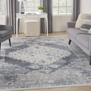 Nourison Astra Machine Washable Persian Blue/Ivory 9' x 12' Area Rug (9x12)