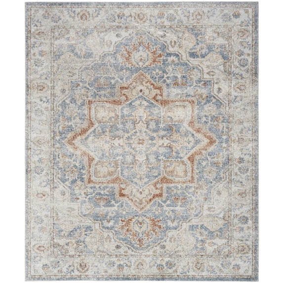 Nourison Astra Machine Washable Persian Denim Multi 7'10" x 10' Area Rug (8x10)