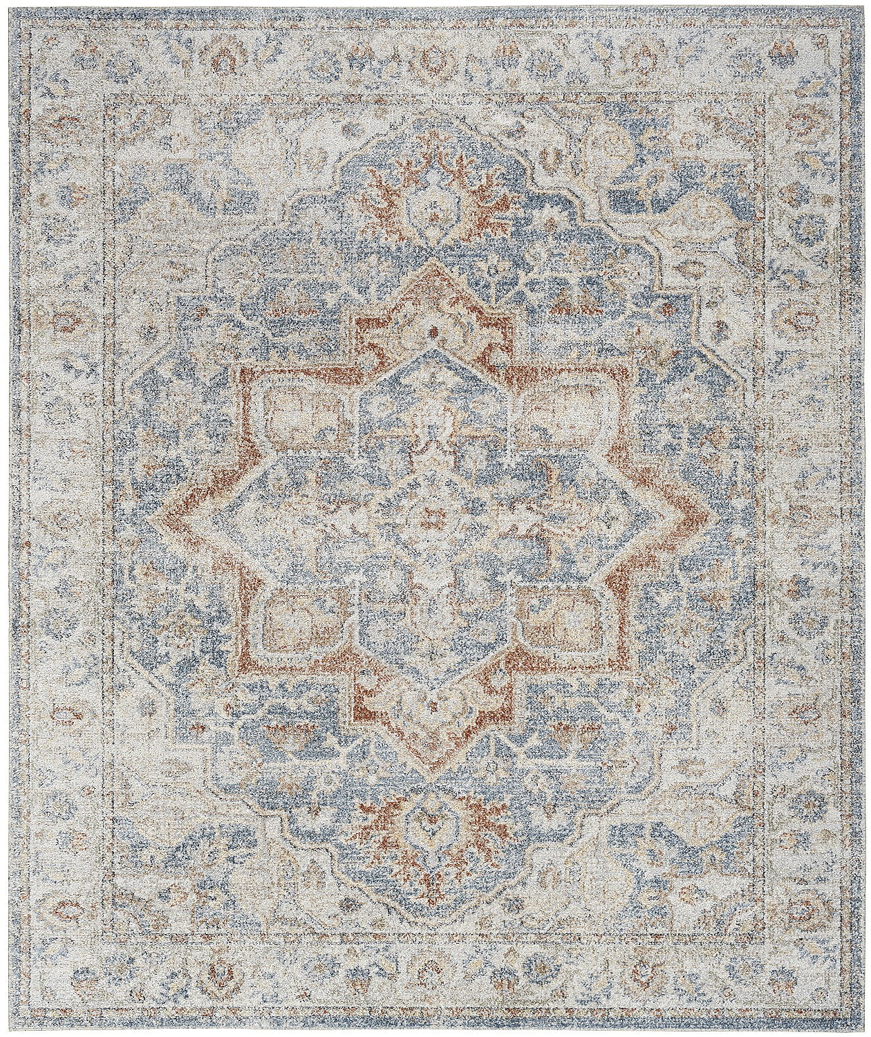 Denim Multi Floral Synthetic 8' x 10' Reversible Area Rug