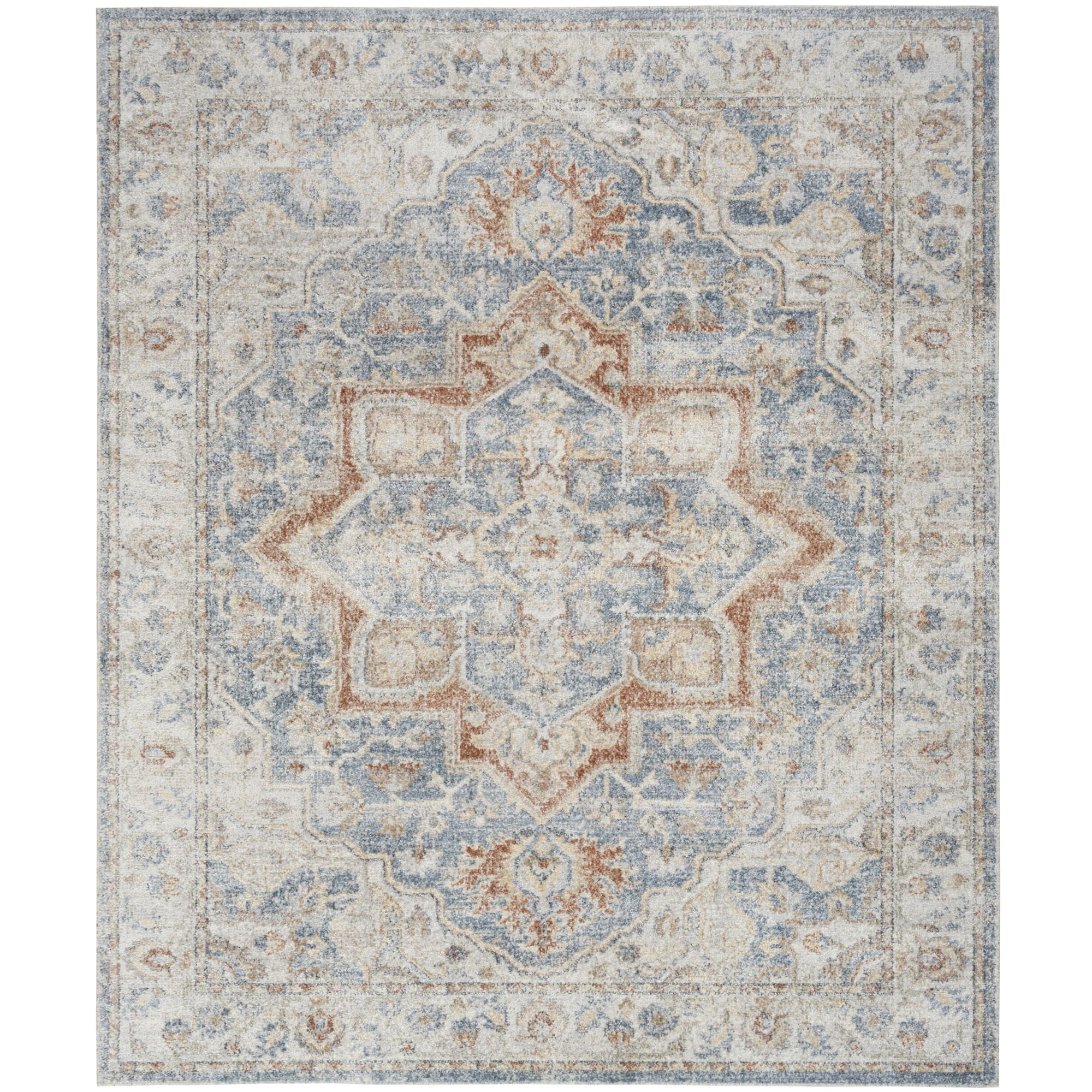 Nourison Astra Machine Washable 7'10" x 10' Denim Multicolor Vintage Indoor Flatweave Rug