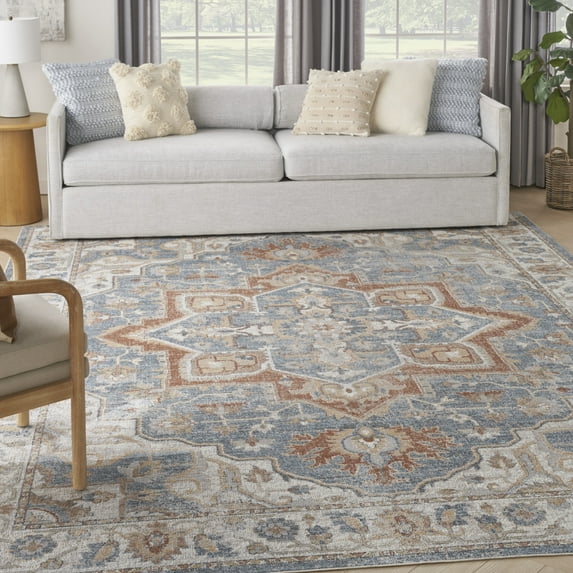 Nourison Astra Machine Washable Persian Denim Multi 9' x 12' Area Rug (9x12)