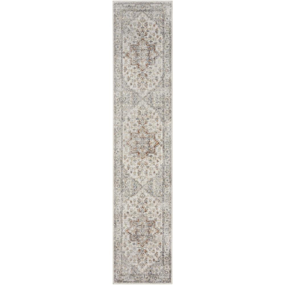 Grey Multicolor Synthetic Medallion Runner Rug 2'2" x 8'