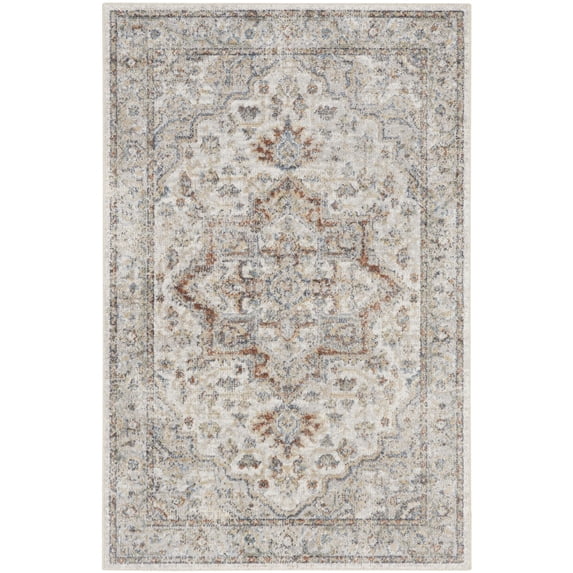 Nourison Astra Machine Washable 3'3" x 5' Grey Multicolor Vintage Indoor Flatweave Rug