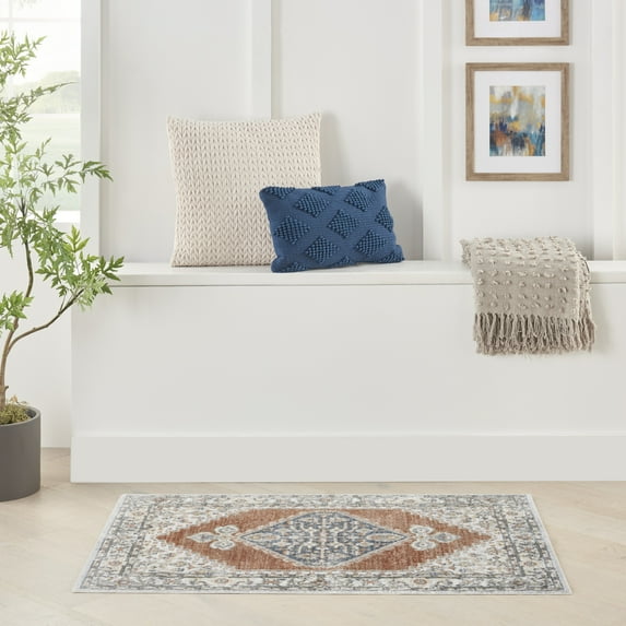 Nourison Astra Machine Washable Persian Grey/Multi 4' x 6' Area Rug (4x6)