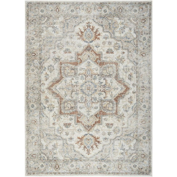 Nourison Astra Machine Washable Persian Grey/Multi 6'7" x 9' Area Rug (7x9)