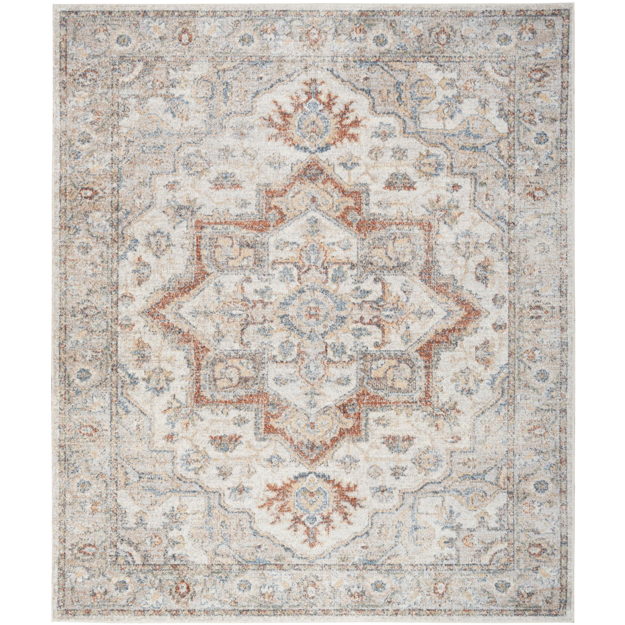 Nourison Astra Machine Washable 9' x 12' Grey Multicolor Vintage Indoor Flatweave Rug