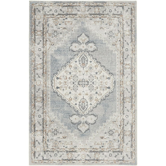 Nourison Astra Machine Washable Persian Light Blue 2'2" x 4' Area Rug