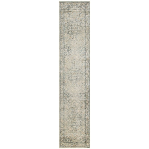 Nourison Astra Machine Washable 2'2" x 8' Light Blue Vintage Indoor Flatweave Rug
