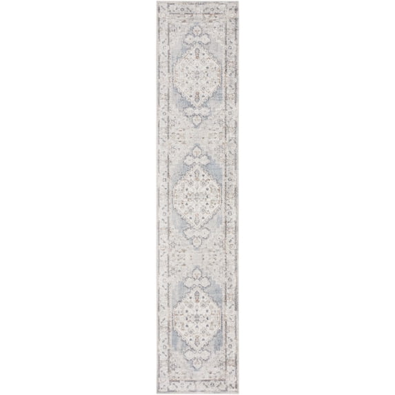 Nourison Astra Machine Washable 2'2" x 8' Light Blue Vintage Indoor Flatweave Rug