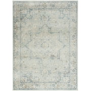 Nourison Astra Machine Washable Persian Light Blue 5'3" x 7' Area Rug, (5x7)