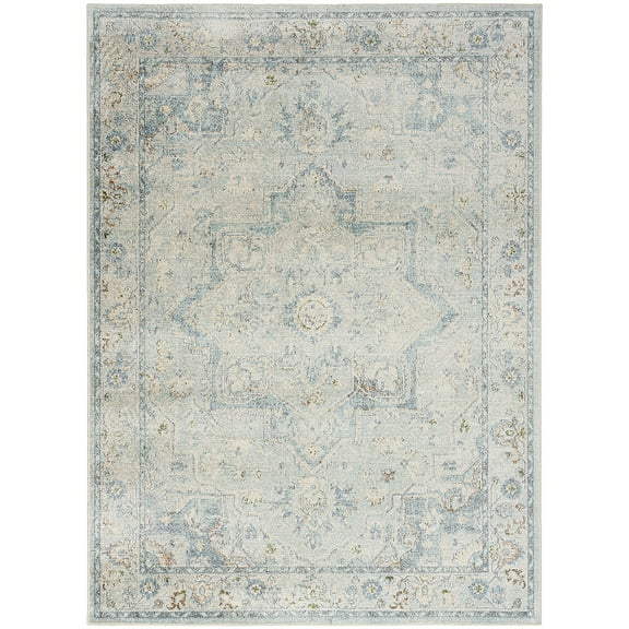 Nourison Astra Machine Washable Persian Light Blue 5'3" x 7' Area Rug, (5x7)