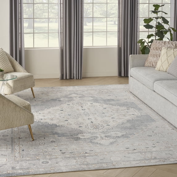 Nourison Astra Machine Washable Persian Light Blue 7'10" x 10' Area Rug (8x10)