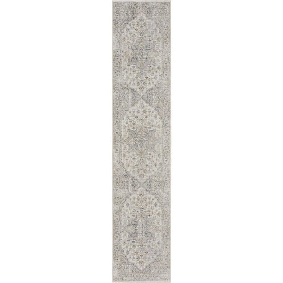 Nourison Astra Machine Washable Persian Silver Grey 2'2" x 12' Area Rug (2x12)