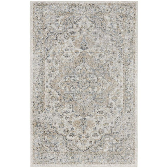 Nourison Astra Machine Washable Persian Silver Grey 4' x 6' Area Rug (4x6)