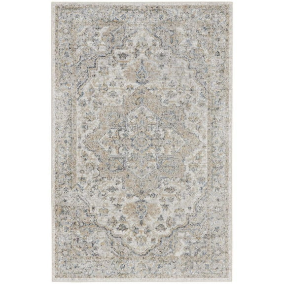 Nourison Astra Machine Washable Persian Silver Grey 4' x 6' Area Rug (4x6)