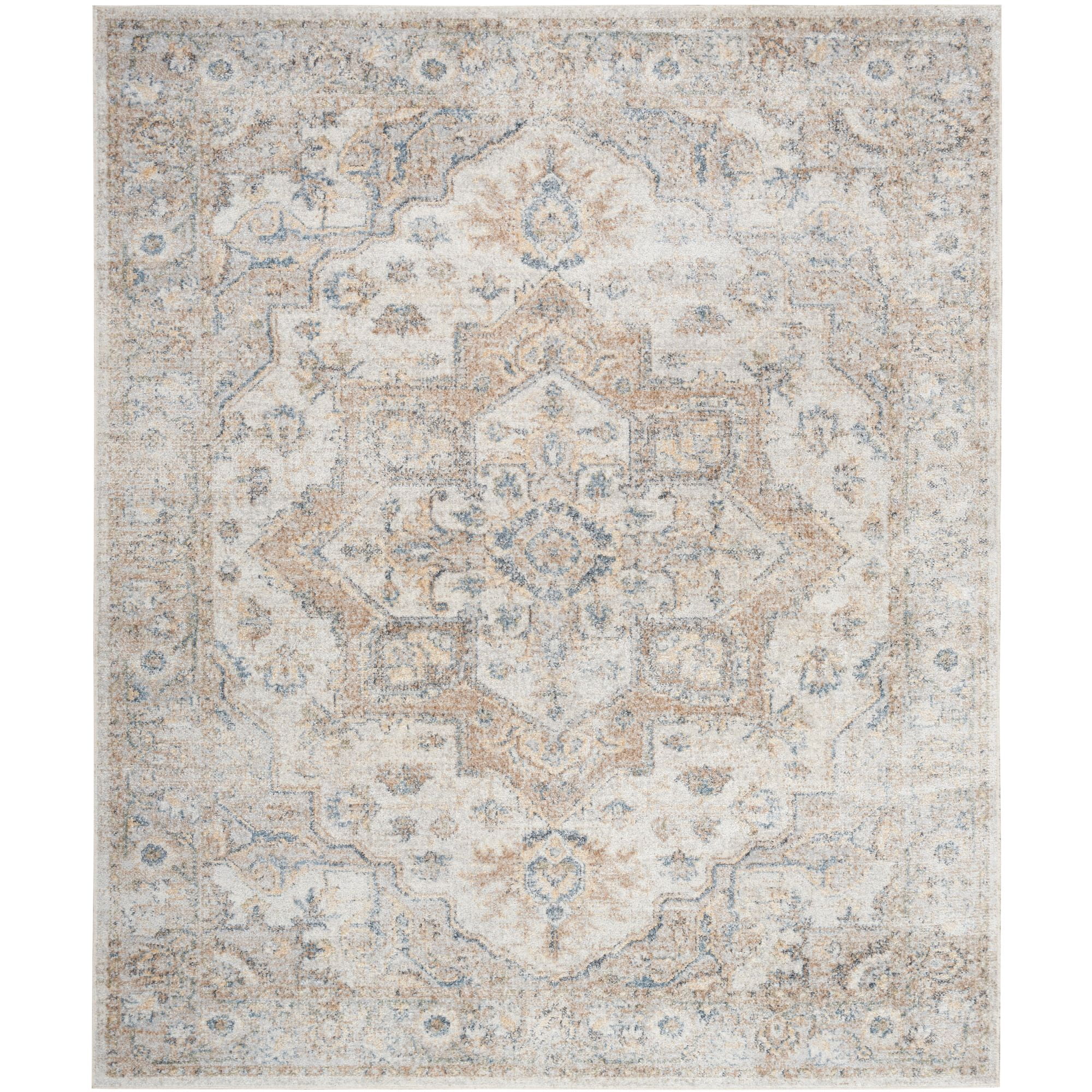 Nourison Astra Machine Washable 7'10" x 10' Silver Grey Vintage Indoor Flatweave Rug