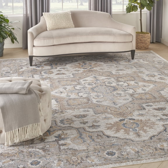 Nourison Astra Machine Washable Persian Silver Grey 7'10" x 10' Area Rug (8x10)