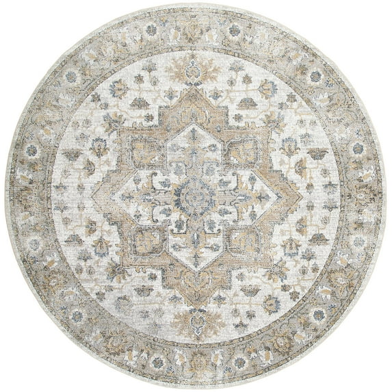 Nourison Astra Machine Washable Vintage Silver Grey 7'10" x Round Area Rug (8 Round)