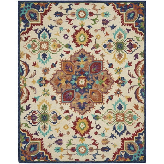Nourison Bahari Transitional Floral Multicolor 8' x 10' Area Rug, (8' x 10')