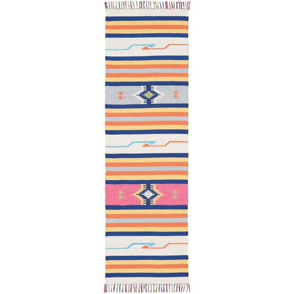 Nourison Baja BAJ01 Ivory/Gray/Orange Area Rug - 2'3" x 7'6"