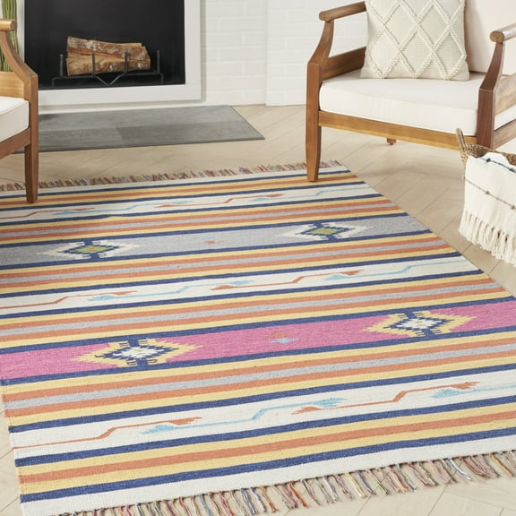 Nourison Baja Tribal Ivory 6'6" x 9'6" Area Rug, (7x10)