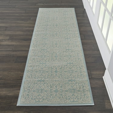Nourison Bliss Modern Floral Ivory/Green 2'3" x 7'3" Area Rug, (2' x 7')